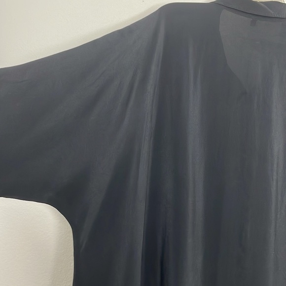 EILEEN FISHER Oversized 100% Silk Popover Tunic Collard Blouse Black Size Large - Picture 7 of 7